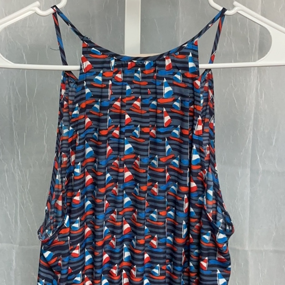 41 Hawthorn Nautical Blue and Red Tiered Halter Sundress with belt - Picture 7 of 8